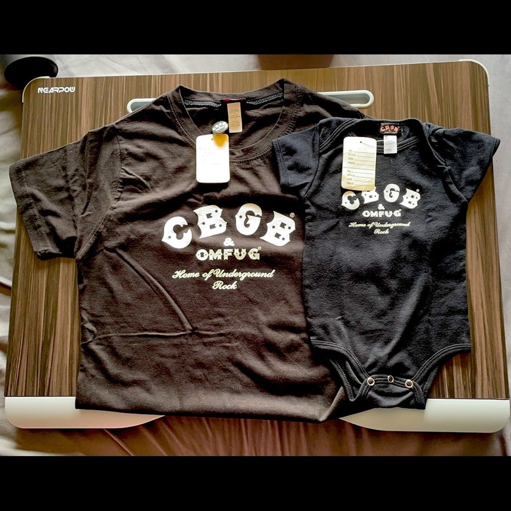 New CBGB baby onesie, women’s shirt, & mini pin!